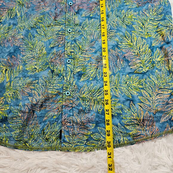 Pete Huntington Men's Blue Tropical Print Button‎ Up Short Sleeve Shirt. Size L - Picture 8 of 9